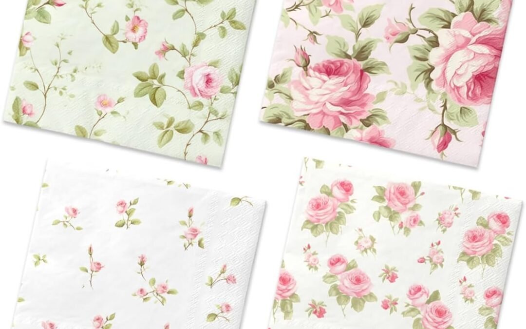 OEM 40Pcs Floral Napkins-Spring Disposable Paper Napkins Vintage Rose Floral Decoration for Garden Spring Tea Party Wholesale Manufacturer