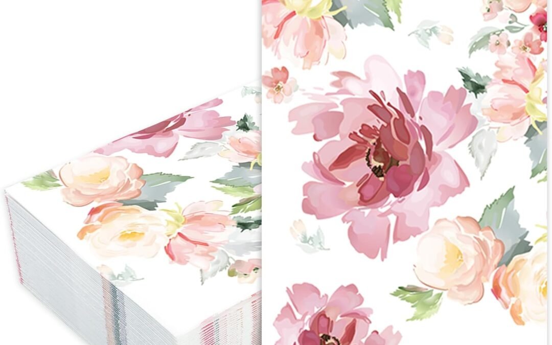 OEM 50 PCS Floral Paper Napkins Watercolor Flower Guest Napkins 3-Ply Disposable Dinner Napkins Decorative Paper Hand Towels for Wedding Bridal Baby Shower Tea Party Birthday, 4.3 x 7.9 Inch Wholesale Manufacturer