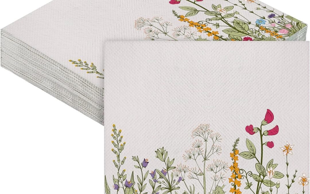 OEM Aodaer 48 Pieces Disposable Vintage Floral Napkins Herb Paper Napkins Garden Party Napkins Cocktail Dinner Napkin Set 13″ x 13″ Unfolded Tea Party Napkins for Wedding Birthday Party Supplies Wholesale Manufacturer