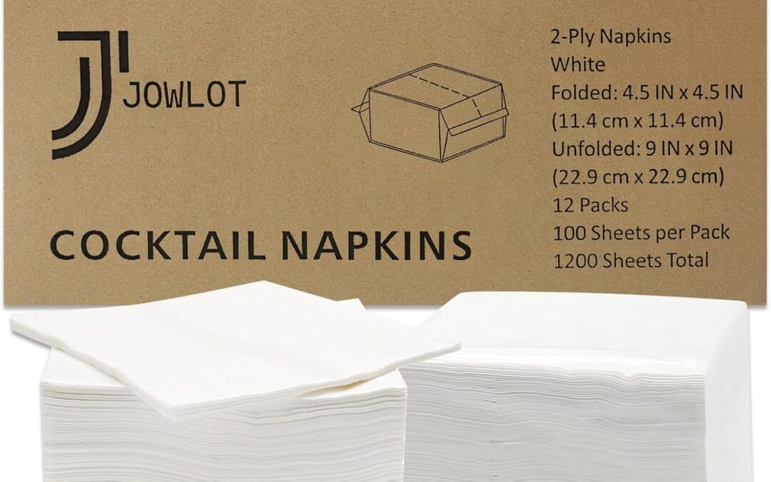 OEM Cocktail Napkins – 1200 Count 2-Ply White Napkins Disposable, 4.5 x 4.5 Inch Folded Paper Napkins Bulk Beverage Napkins for Dinner Wedding Bar Party and Everyday Use Wholesale Manufacturer