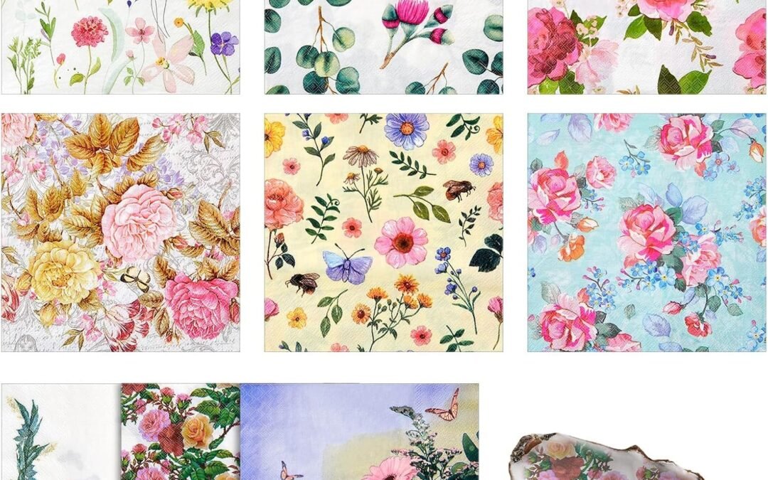 OEM Crtiin 36 Pack 9 Styles Decoupage Napkins Assorted Floral Decorative Decoupage Napkins Cocktail Paper for DIY Crafting Birthday Party, Each Unfolded 13 Inch(Rural Floral) Wholesale Manufacturer