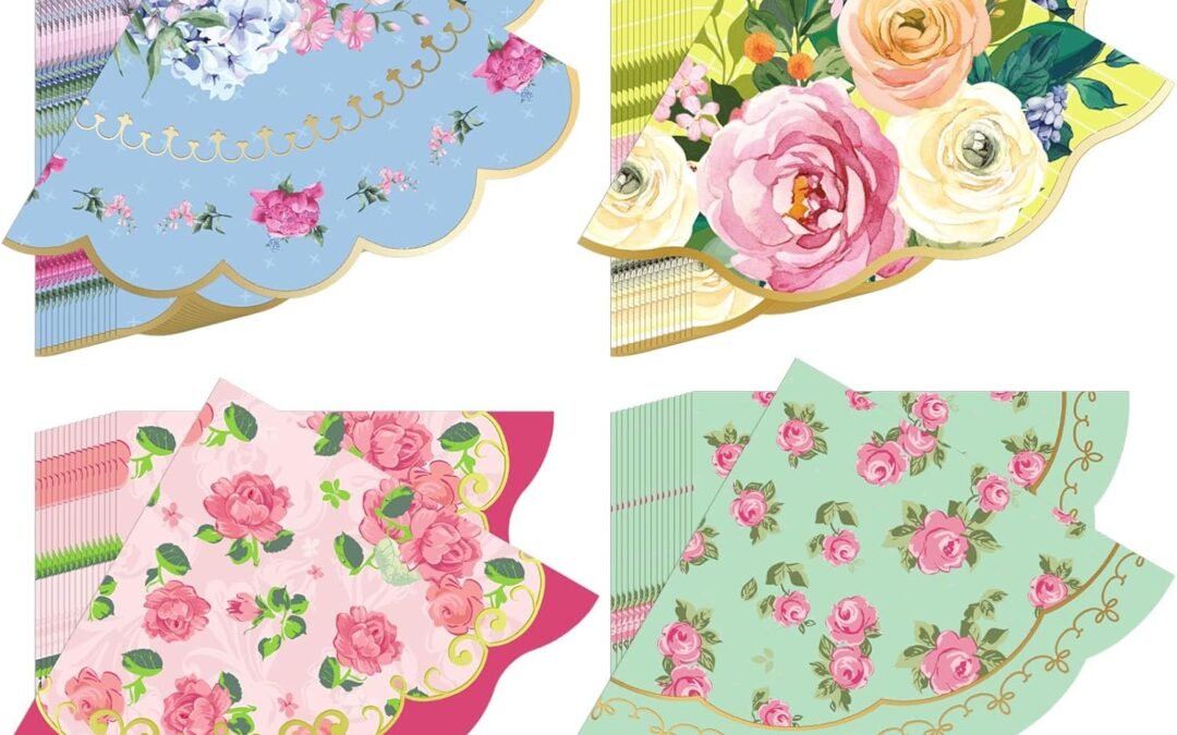 OEM Dandat Floral Tea Party Napkins 3 Ply Disposable Vintage Flower Guest Napkins Scalloped Tea Party Dinner Table Paper Towels for Birthday Baby Shower Wedding Decor Supplies(Classic Styles) Wholesale Manufacturer