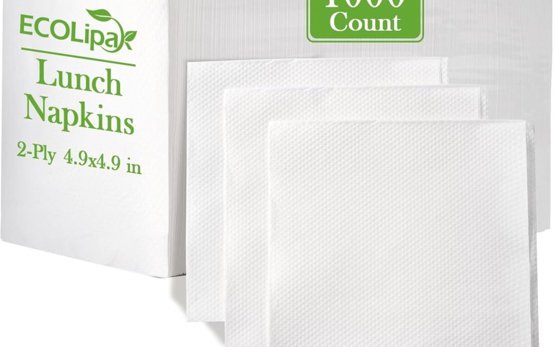 OEM ECOLipak Lunch Napkins Bulk, 1000 Count Everyday Paper Napkins, 4.9×4.9 Inch Folded, 2-Ply Soft And Absorbent for Dinner, Gathering, Bar, Restaurants(9.8×9.8 Inch Unfolded) Wholesale Manufacturer