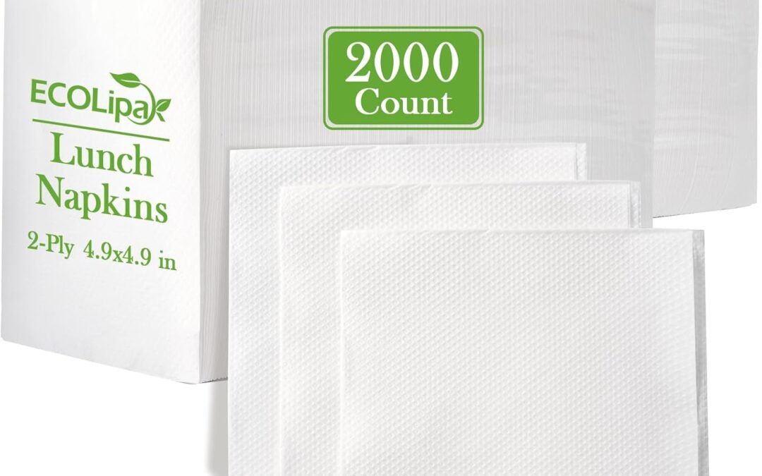 OEM ECOLipak Lunch Napkins Bulk, 2000 Count Everyday Paper Napkins, 4.9×4.9 Inch Folded, 2-Ply Soft And Absorbent for Dinner, Gathering, Bar, Restaurants(9.8×9.8 Inch Unfolded) Wholesale Manufacturer