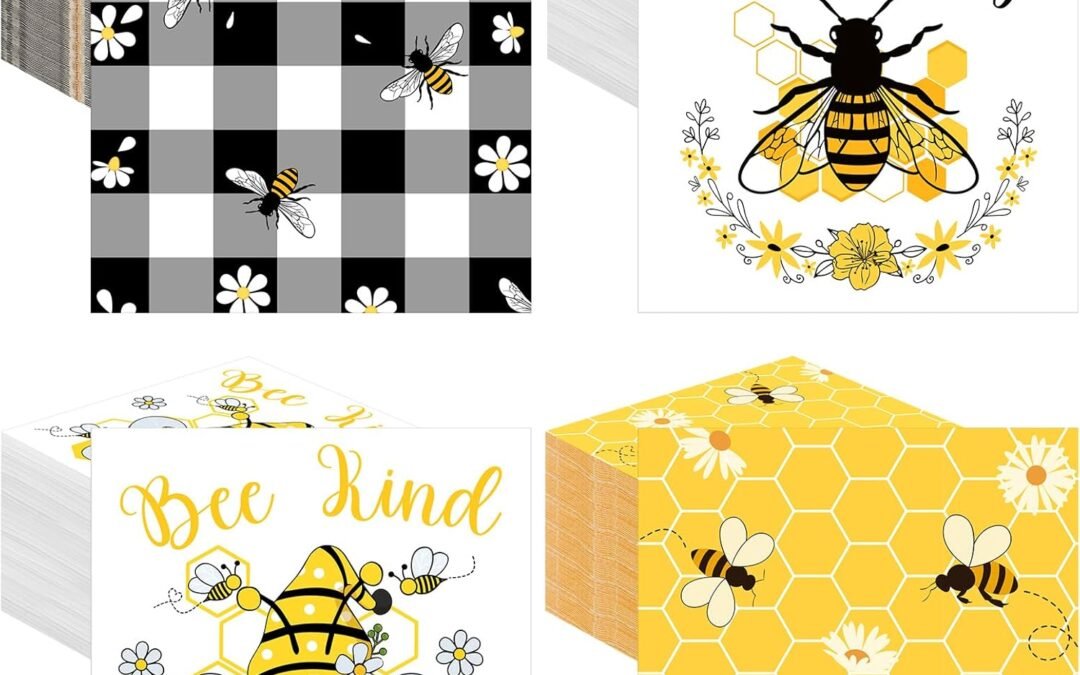 OEM Fulmoon 200 Pieces Spring Wildflower Cocktail Napkins Disposable Floral Paper Dinner Napkins Sunflower Bee Flower Beverage Hand Towel for Spring Summer Tea Party Decor(Bee) Wholesale Manufacturer