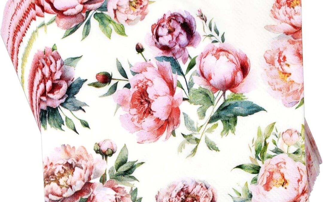 OEM Gift Boutique 100 Blush Peony Cocktail Beverage Napkins Disposable Paper Decoupage Flower Dessert Napkin for Spring Summer Tableware Party Supplies Wholesale Manufacturer
