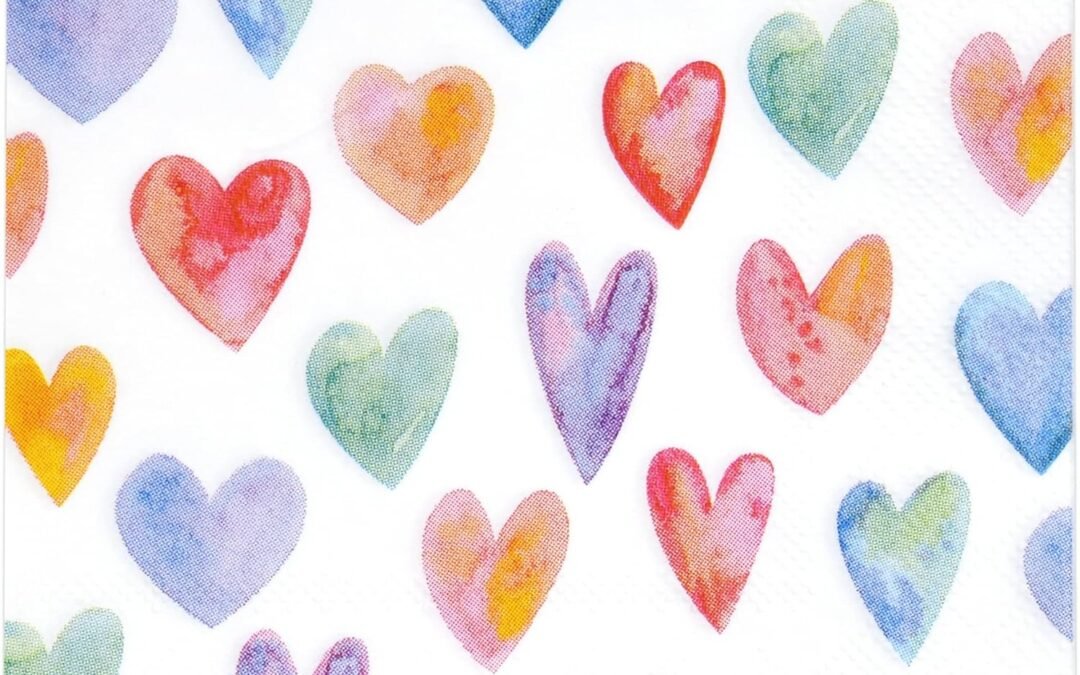 OEM Gift Boutique 100 Colorful Heart Cocktail Beverage Napkins Disposable Paper Love Hearts Dessert Napkin for Spring Summer Valentine’s Day Wedding Tea Party Bridal Baby Shower Supplies Tableware Decor Wholesale Manufacturer
