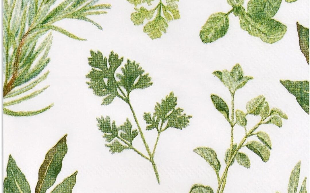 OEM Gift Boutique 100 Herbs Botanical Cocktail Beverage Napkins Disposable Paper Spring Greenery Dessert Napkin for Spring Flower Wedding Holiday Birthday Party Bridal & Tableware Party Supplies Wholesale Manufacturer