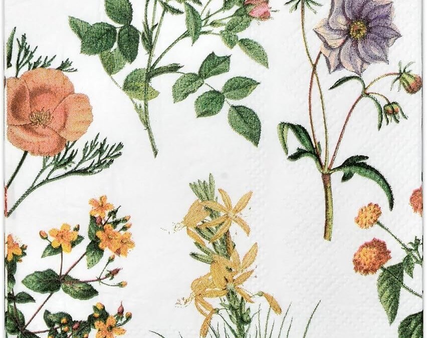 OEM Gift Boutique 100 Vintage Wildflower Guest Napkins Disposable Paper Spring Flower Dessert Napkin for Spring Flower Wedding Anniversary Holiday Tea Room Party Bridal Baby Shower Decorative Towels Wholesale Manufacturer