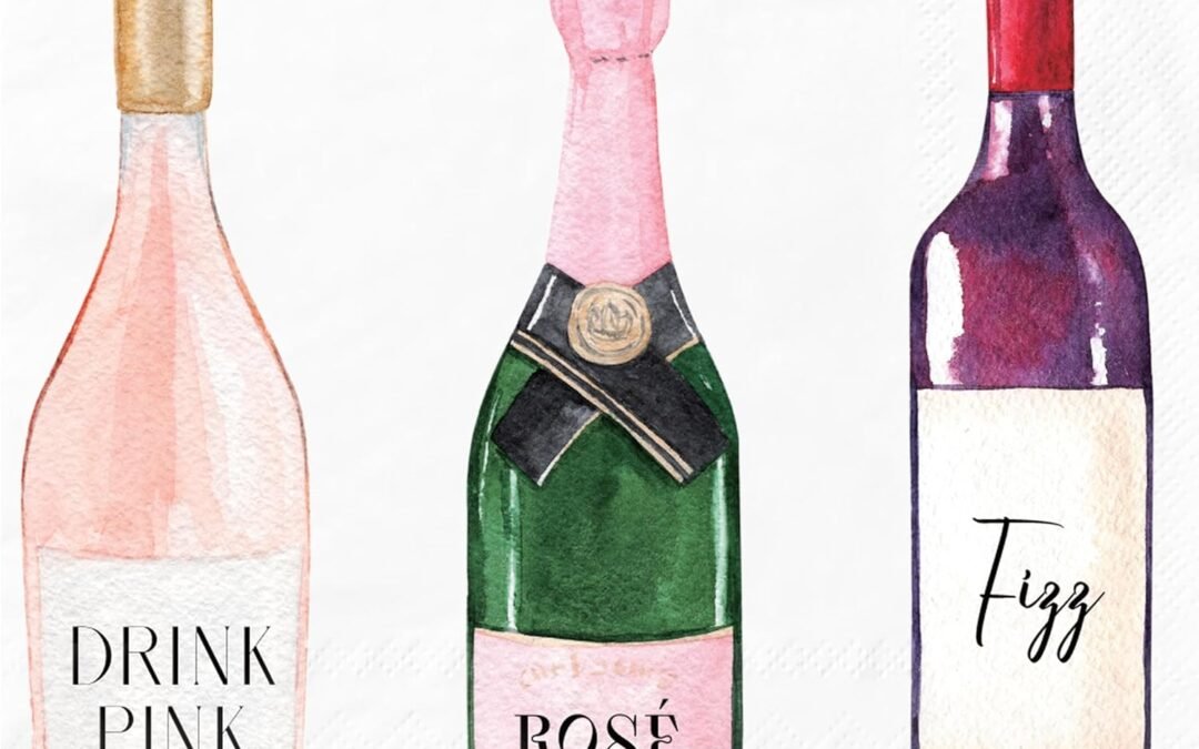 OEM Gift Boutique 100 Wine Sipping Cocktail Napkins Disposable Paper Spirit Champagne Bottle Cute Fun Bar Tasting Dinner Hand Napkin Birthday Tea Room Wholesale Manufacturer