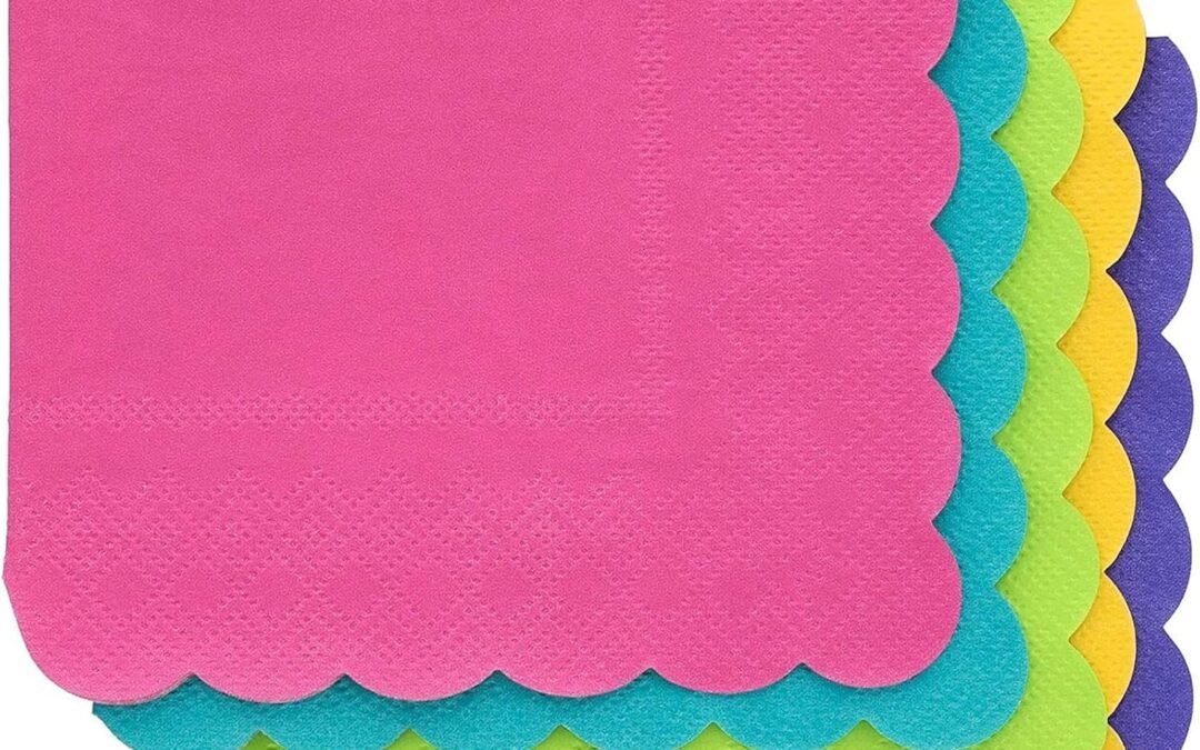OEM Juvale 2-Ply Paper Cocktail Napkins, Scalloped Edge, Tropical Colors (200 Pack) Wholesale Manufacturer