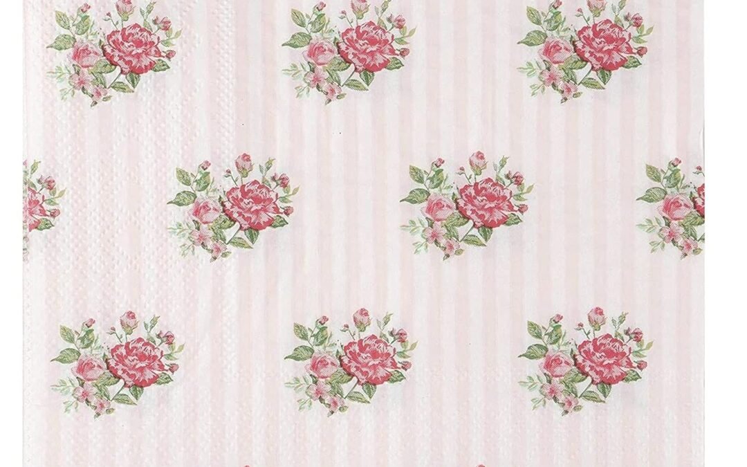 OEM Juvale Floral Paper Napkins, Vintage Pink Roses Party Napkins (6.5 Inches, 100 Pack) Wholesale Manufacturer