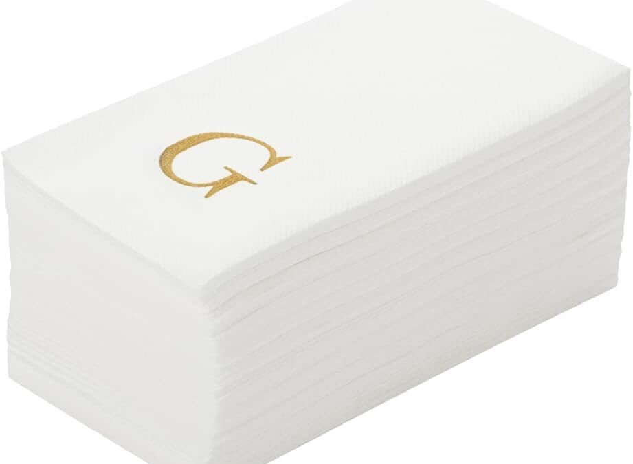 OEM Luxenap 15.8 X 7.9 Inch Linen-Feel Guest Towels, 50 Lettered Hand Towels – Gold Letter ‘G’, Sans Serif Font, White Paper Dinner Napkins, airlaid, For Restrooms And Tables – Restaurantware Wholesale Manufacturer