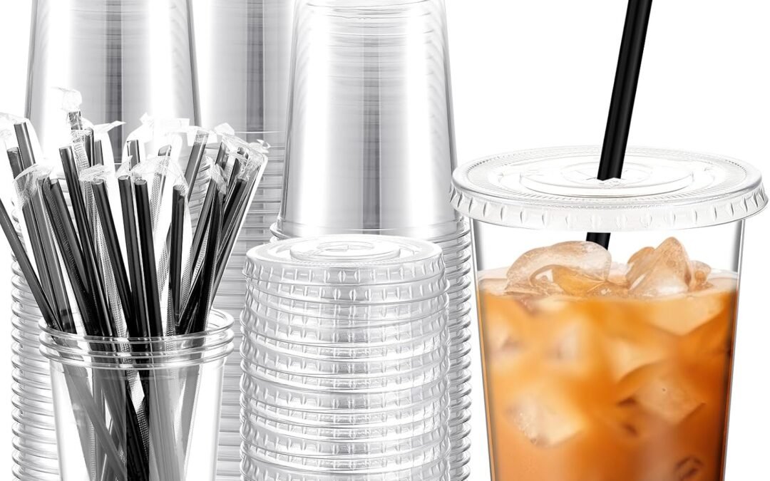 OEM ODM 100 Set 16 oz Clear Plastic Cups with Lids and Straws, Disposable Iced Coffee PET Cups for Drinking Cold Beverage Juice Parfait Smoothie Milkshake Coffee Shops Party Supplies Supplier