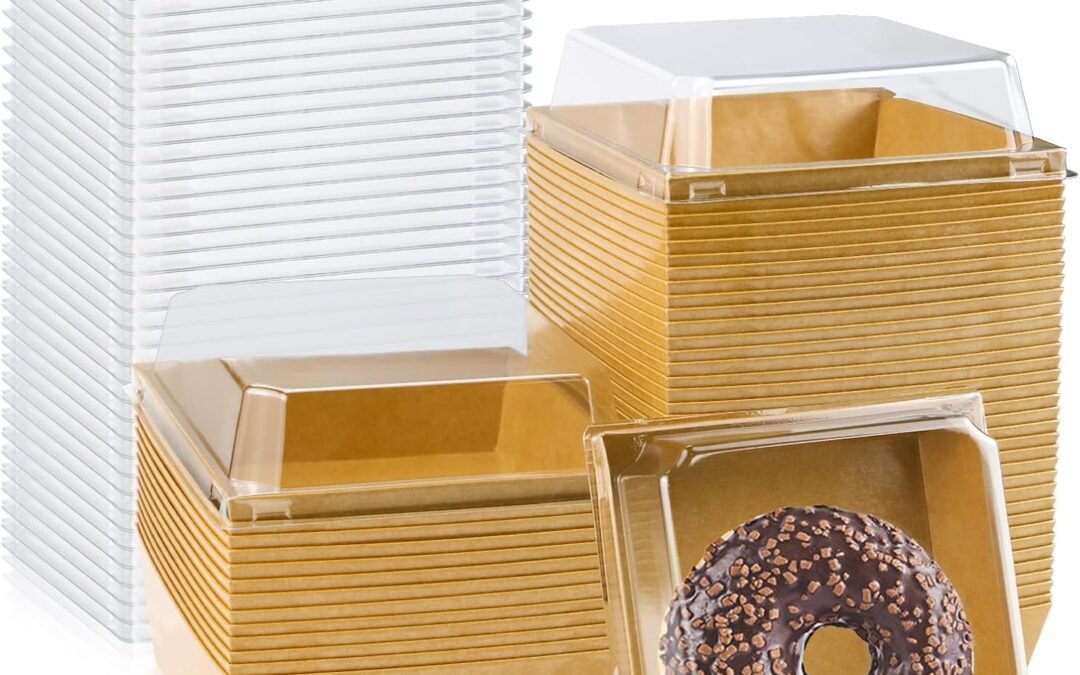 50 Pack 5" Brown Square Disposable Paper Charcuterie Boxes Food Containers Bakery Boxes for Cake, Cookies, Sandwich