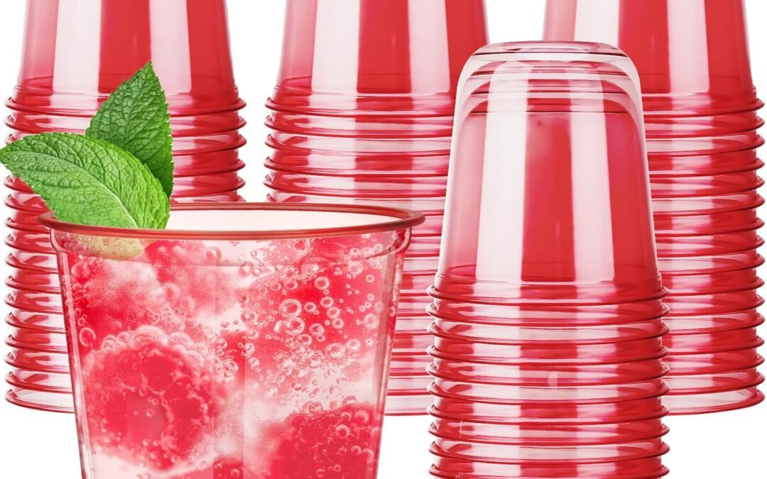 OEM ODM 50pcs 12oz Disposable Stemless Glasses,PET Disposable Drinking Cups,Cold Party Clear Plastic Wine Glasses for Parties Birthday,Wedding,Meeting,Christmas Party Supplies. (Red) Supplier