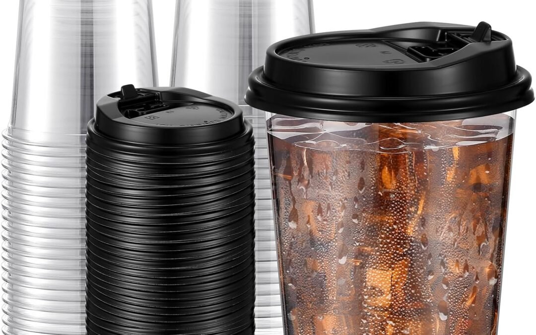 OEM ODM Baderke 50 Sets Crystal Clear Plastic Cups With Lids, Disposable Iced Coffee Cups with Lids for Smoothie, Cold Beverages, Drinking Cups, Cold Drinks for Party, Wedding, Event(Black,16 oz) Supplier