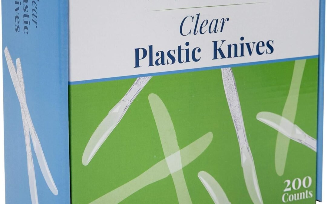 OEM ODM Clear Plastic Knives 200 Counts, Heavy Duty, Disposable Utensil Silverware for house Party, Backyard BBQ, Picnic, Family Supplier