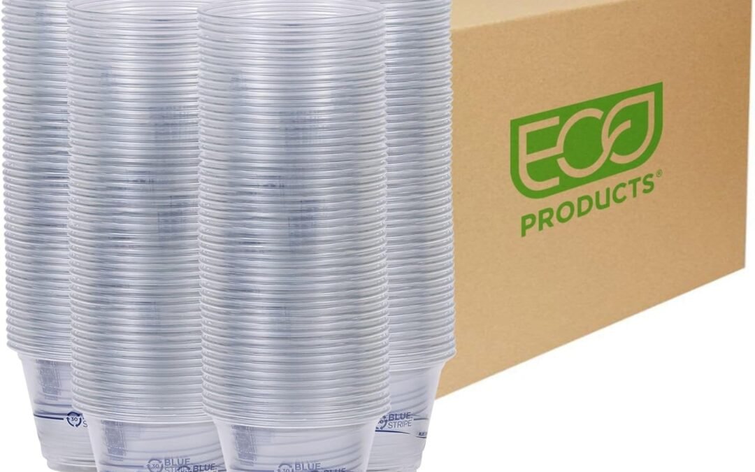 OEM ODM Eco-Products BlueStripe Recycled 9oz Plastic Cups, Case of 1000, Made from 30% Post-Consumer Recycled Plastic Bottles, Recycled PET (rPET) For Cold Drinks & Snacks, Clear For Visibility Supplier