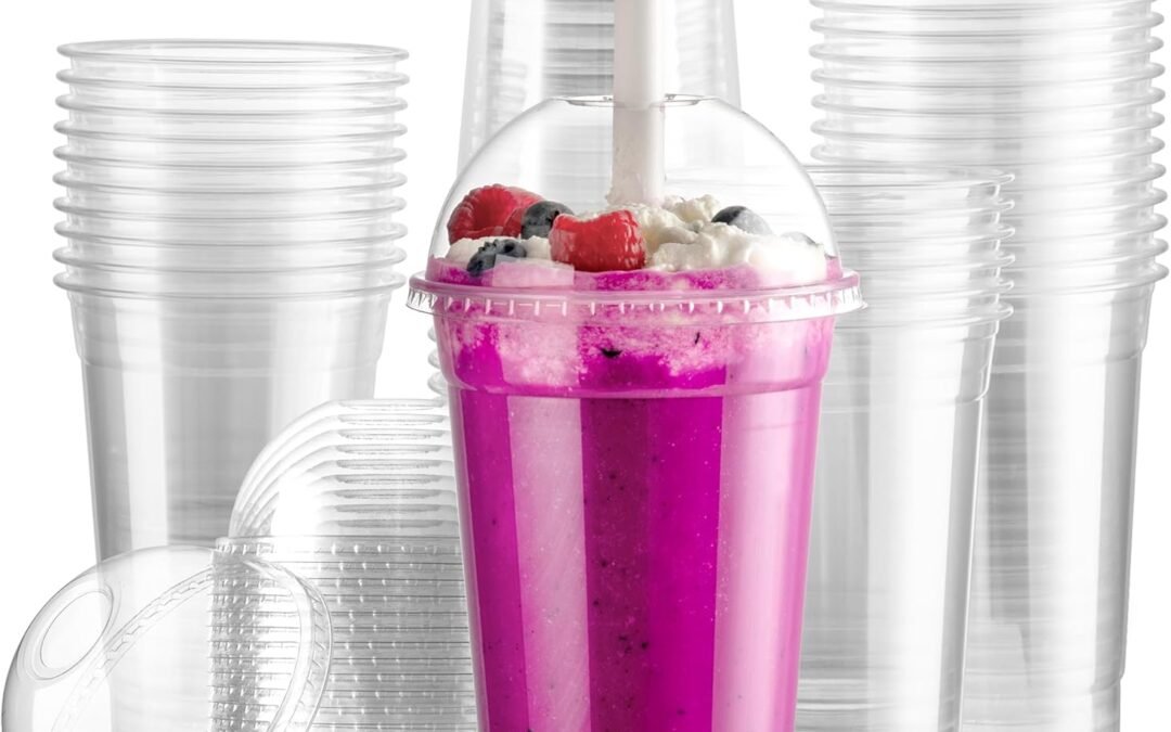 OEM ODM Fit Meal Prep 50 Pack 20 oz Disposable Plastic Coffee Cups with Dome Lids, To Go Iced Coffee Cups with Lids, BPA Free Clear Parfait Cups for Party, Smoothie, Bubble Boba, Juice, Frappuccino, Milkshake Supplier
