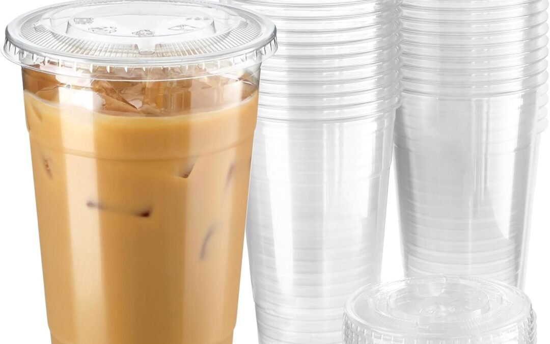OEM ODM Fit Meal Prep 50 Pack 24 oz Clear Plastic Cups with Flat Lids, Disposable Iced Coffee Cups, BPA Free Premium Crystal Smoothie Cup for Party, Lemonade Stand, Cold Drinks, Juice, Milkshake Supplier