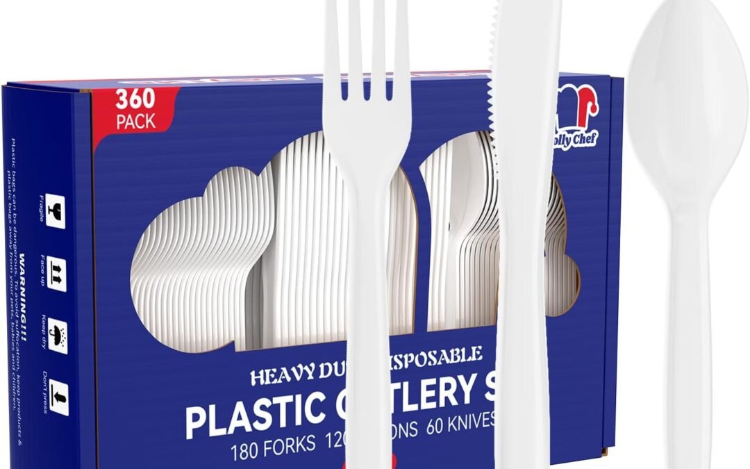 OEM ODM JOLLY CHEF 360 Pack Plastic Cutlery Set, White Disposable Plastic Utensils Heavy Duty Supplier