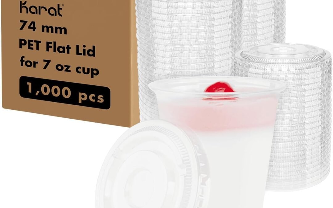 OEM ODM Karat 74mm PET Clear Flat Lid – No Hole, for 7oz PET Cup – Case of 1000 pcs, C-KC74TS-NH Supplier