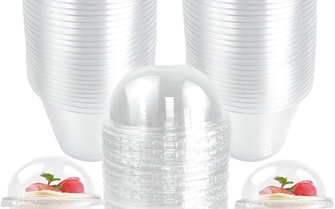 OEM ODM Rainmae 100-Pack Disposable Clear Plastic Cups with Dome Lids, 180ml/6oz Crystal PET Dessert Cups for To Go Iced Coffee Cold Drinks, Smoothie, Bubble Boba Tea, Juice, Parfait, Frappuccino, Milkshake Supplier