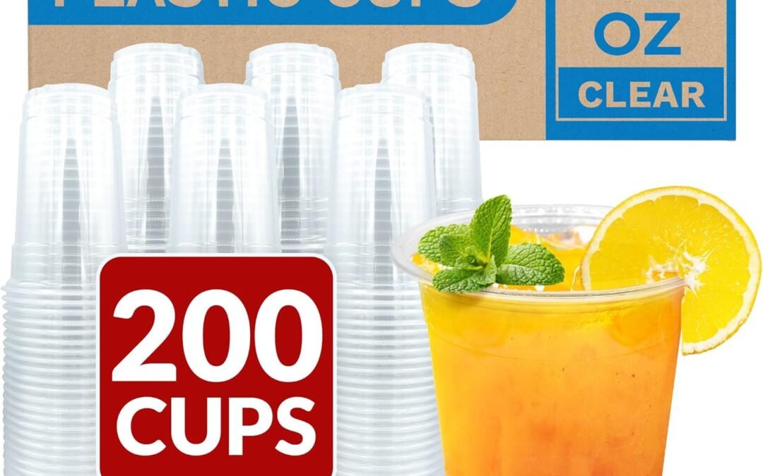 OEM ODM Reli. Plastic Cups 12 oz (200 Pack) | Clear Plastic Cups Disposable | PET Clear Disposable Bulk | 12 oz PET Containers for Iced Coffee, Smoothies, Cold Drinks, Party Supplier