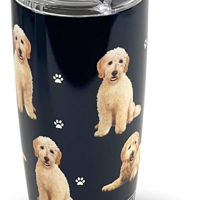 SERENGETI Goldendoodle 20 Oz. Stainless Steel, Vacuum Insulated Tumbler with Spill Proof Lid - 3D Print - Insulated Travel mug for Hot or Cold Drinks (Goldendoodle Tumbler)