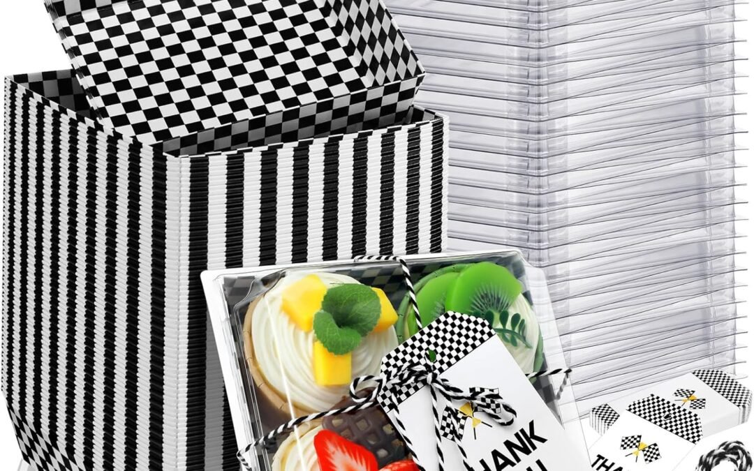 OEM ODM Tioncy 50 Sets Race Car Party Charcuterie Boxes with Ropes and Cards Black and White Checkered Disposable Paper Food Containers Dessert Boxes Race Car Party Supplies for Sandwich Cookie Snack Supplier