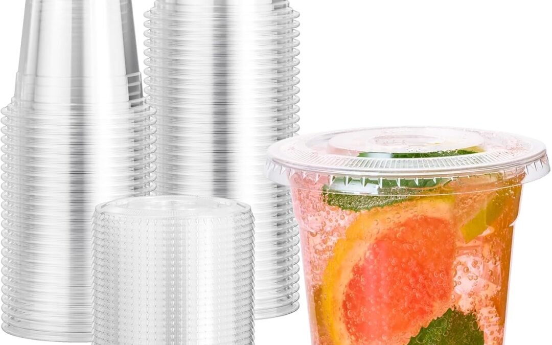 OEM ODM Vplus 200 Pack 12 OZ PET Clear Plastic Cups with Lids, 12 OZ Crystal Cold Disposable Drinking Plastic Cups with Flat Lids, Perfect for Ice Coffee, Smoothie, Juice Supplier