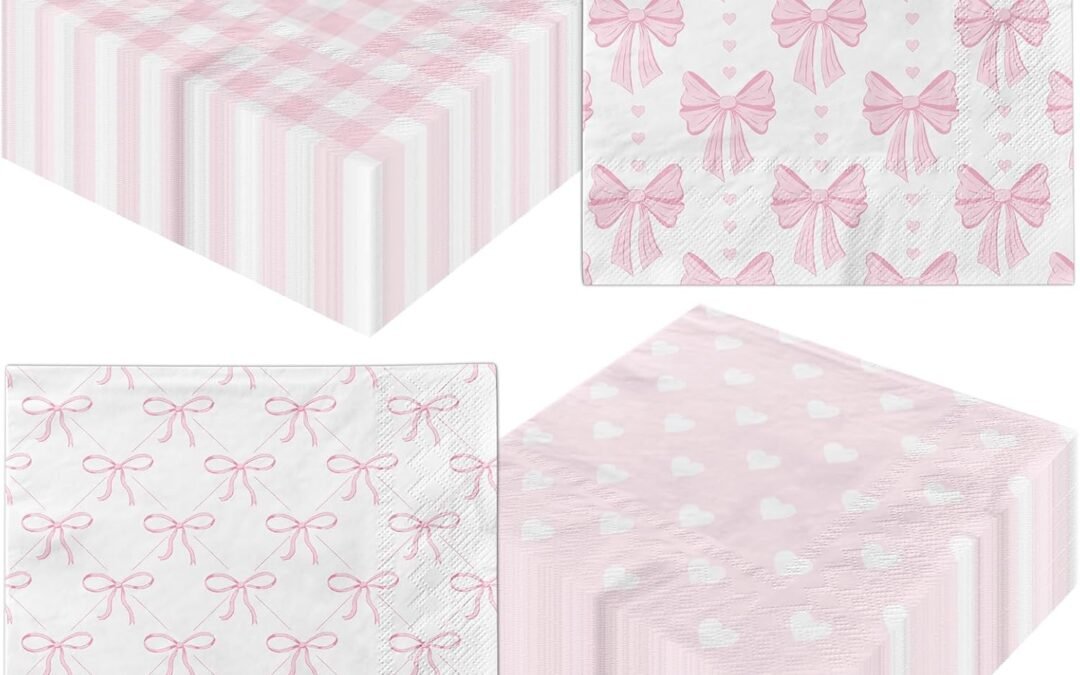 OEM Pink Bow Decorations Napkins,40pcs Bow Paper Napkins Disposable Pink Bow Napkins for Girls Coquette Birthday Bow Party Baby Shower Wholesale Manufacturer