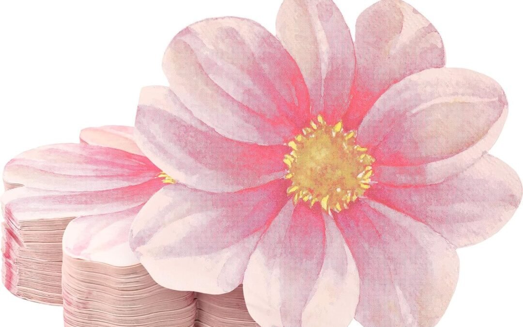 OEM Qilery 100 Pcs Decorative Floral Paper Napkins Disposable Flower Shaped Cocktail Napkins for Bridal Baby Shower Wedding Birthday Summer Dinner Party Tableware Decor(Pink) Wholesale Manufacturer