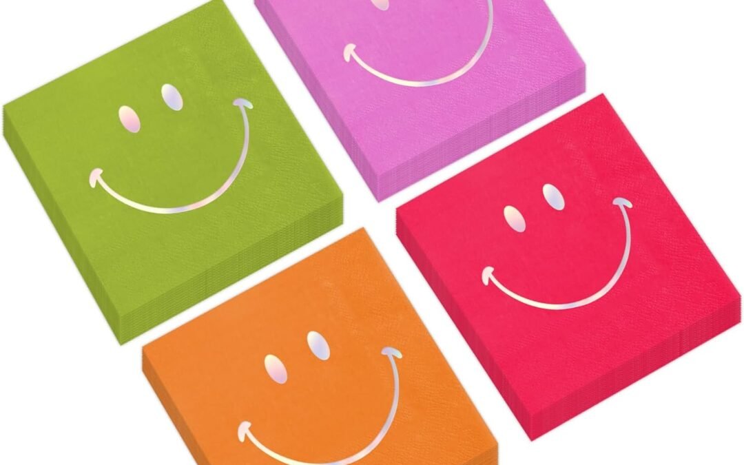 OEM Quera 80 Pcs Smiling Face Party Napkins Paper Napkins Happy Pastel Birthday Party Decorations Cool Cocktail Napkins Smile Face Dinner Dessert Napkins for Birthday Baby Shower Bachelorette Party. Wholesale Manufacturer