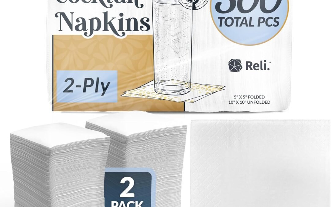 OEM Reli. (500 Count) Cocktail Napkins 2-Ply | Beverage Napkins, Disposable | 5 x 5 in. for Small Party, Bar, Wedding Bulk | Use for Coffee (White) Wholesale Manufacturer