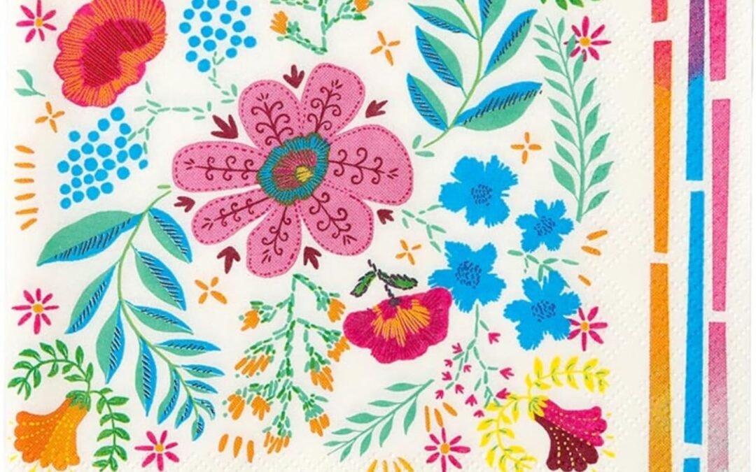 OEM Talking Tables 50 x Boho Colorful Floral Paper Napkins | Soft Disposable Serviettes for Summer Dining, BBQ, Picnic, Kids Birthday Tea Party Encanto Party, Festival, Decoupage Wholesale Manufacturer