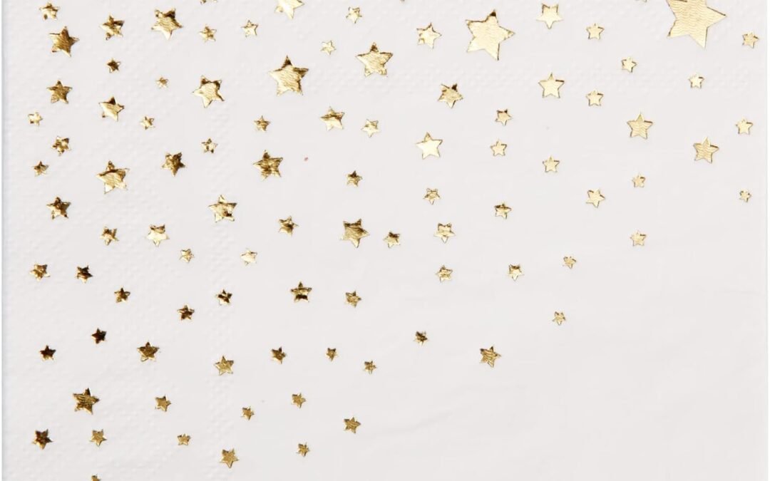 OEM The Essential Concierge Stylish Gold 5×5 Inch 3-Ply Paper Napkins, 100 Count, Gold Star Party Napkins Wholesale Manufacturer