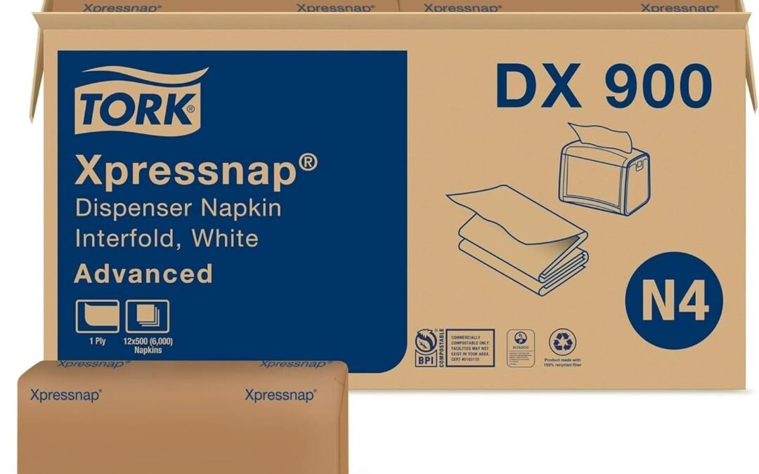 OEM Tork Xpressnap White Dispenser Napkins N4 Advanced Interfold 1-Ply for Hygienic Dispensing 12 Packs of 500 (6000 Total) – (DX900) Wholesale Manufacturer