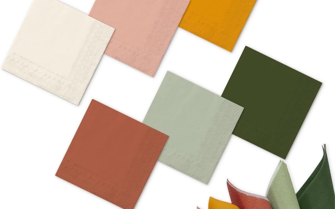 OEM Whaline 120 Sheet Modern Boho Cocktail Napkin 6 Colors Paper Napkins 2 Ply Sage Green Pink Orange Brown Disposable Dinner Napkins for Celebration Gathering Table Decorations Wholesale Manufacturer