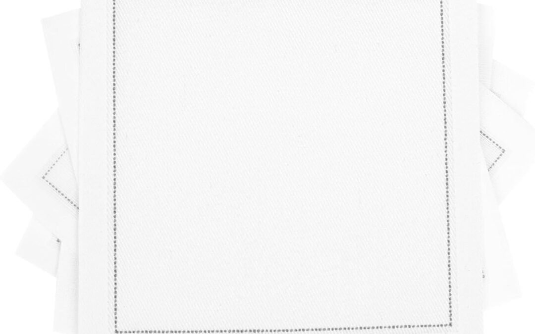 OEM White Cotton Cocktail Napkins – 100% Cotton – 50 x pack – 4.5” x 4.5” – Hotel Quality, Soft & Absorbent, Ideal for Home, Party & Special Events, Bridal Showers, Wedding, Anniversary & Birthdays. Wholesale Manufacturer
