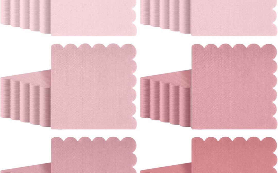 OEM durony 150 Pack Scalloped Napkins 5 x 5 Inch Disposable Paper Napkins Gradient Color Napkins with Scalloped Edges for Dinner Wedding Birthday Party Supplies, Dusty Pink Wholesale Manufacturer