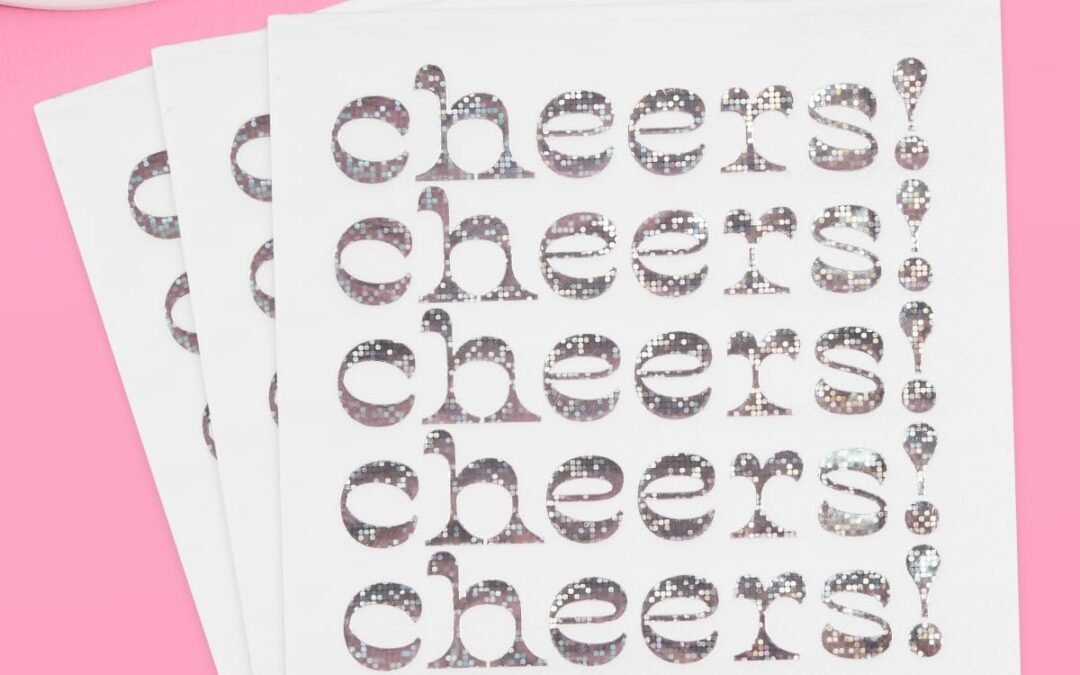 OEM xo, Fetti Iridescent Cheers Napkins – 3-ply, 50 pcs | Bachelorette Party Decorations, Disco Birthday Party Decor, Baby Shower Supplies, Bridal Tableware Wholesale Manufacturer