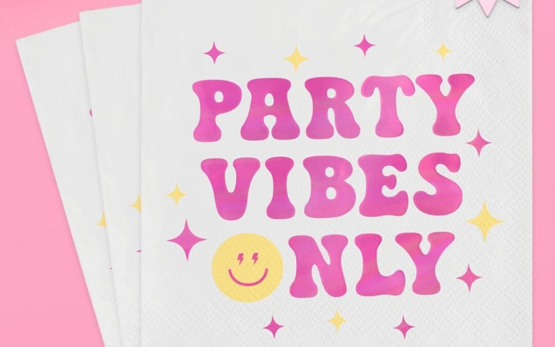 OEM xo, Fetti Party Vibes Only Napkins – 3-ply, 24 pcs | Preppy Party Decorations, Birthdy Party Supplies, Smiley Party Favors, Lightning Cute Smile Wholesale Manufacturer