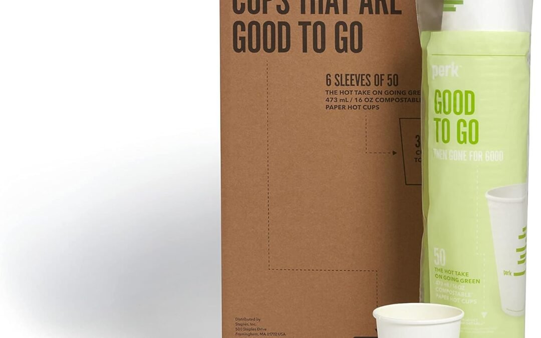 Perk Staples Compostable Paper Hot Cup, 16 Oz., White/Green (PK56221) Manufacturer & Supplier