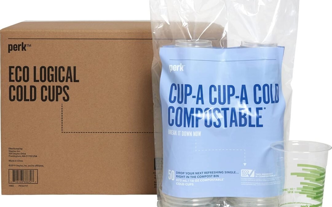 Perk Staples Compostable Plastic Cold Cup, 16 Oz., Clear/Green, 600/Carton (PK56197VS) Manufacturer & Supplier