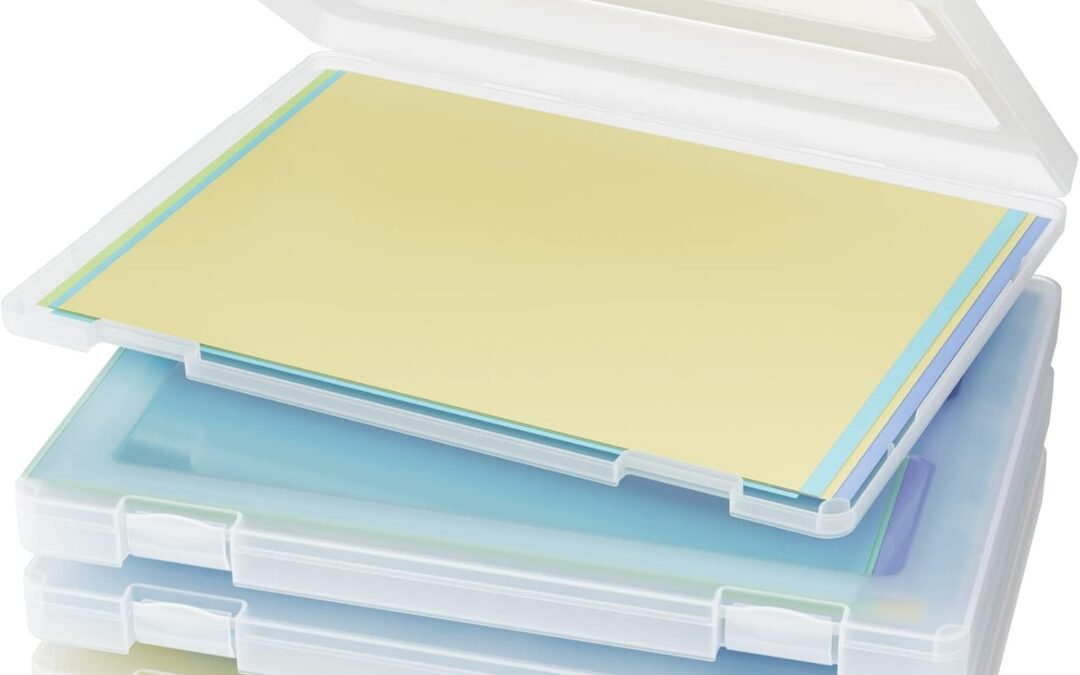 Private Label Denkee 4 Pack A4 Paper Organizer Box, Plastic Scrapbook Paper Organizer Containers for Craft and Arts Storage, Portable Board Game Storage for Art Supplies 8.5″ x 11″ US Letter Manufacturer & Supplier