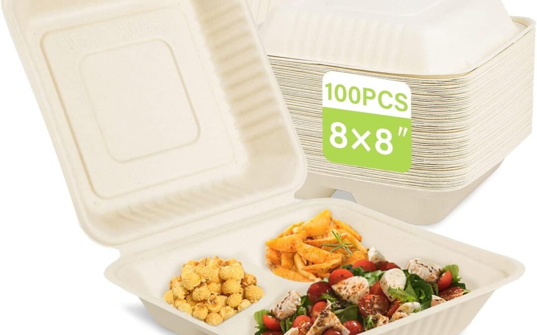 Private Label Greensight Compostable Take Out Container 8×8, Disposable To Go Food Boxes With 3 Compartments, Biodegradable Clamshell Container, Eco-Friendly Made From Sugarcane Fibers Manufacturer