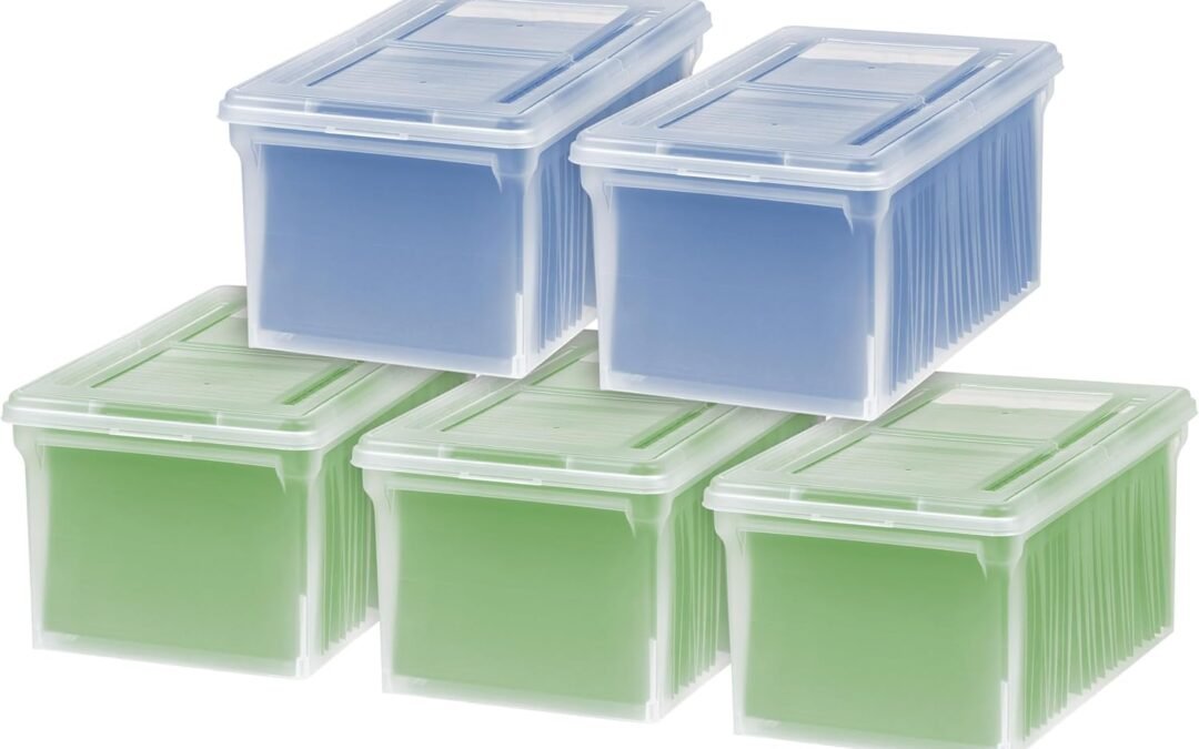Private Label IRIS USA File Box File Organizer w/ Hinged Split Latching Lid for Letter/Legal File, Water Resistant Document Box, BPA-Free, Plastic Storage Bin Tote Organizer, Stackable, Nestable, Pearl 44 Qt. 5Pack Manufacturer & Supplier