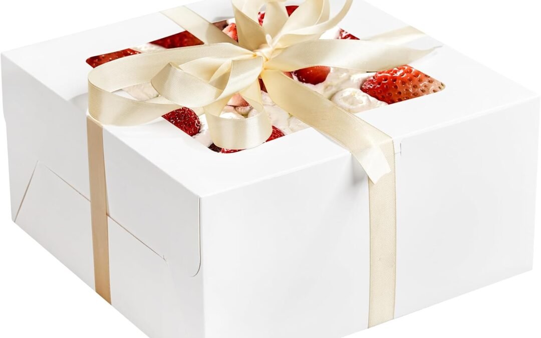 Private Label RACETOP 24pcs Cake Boxes with Window, 10x10x5 Inches White Bakery Boxes, Cookie Dessert Boxes, Pastry Box, Square Cardboard Cake Box for Cake, Birthday Party, Cupcakes, Donuts, Wedding Manufacturer & Supplier